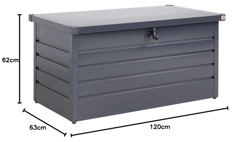 Coffre de Rangement 360 L Acier Anthracite 120x62x63cm Jardin