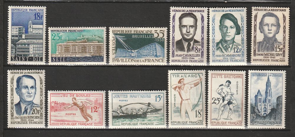 TIMBRES NEUFS** ANNEE 1958 