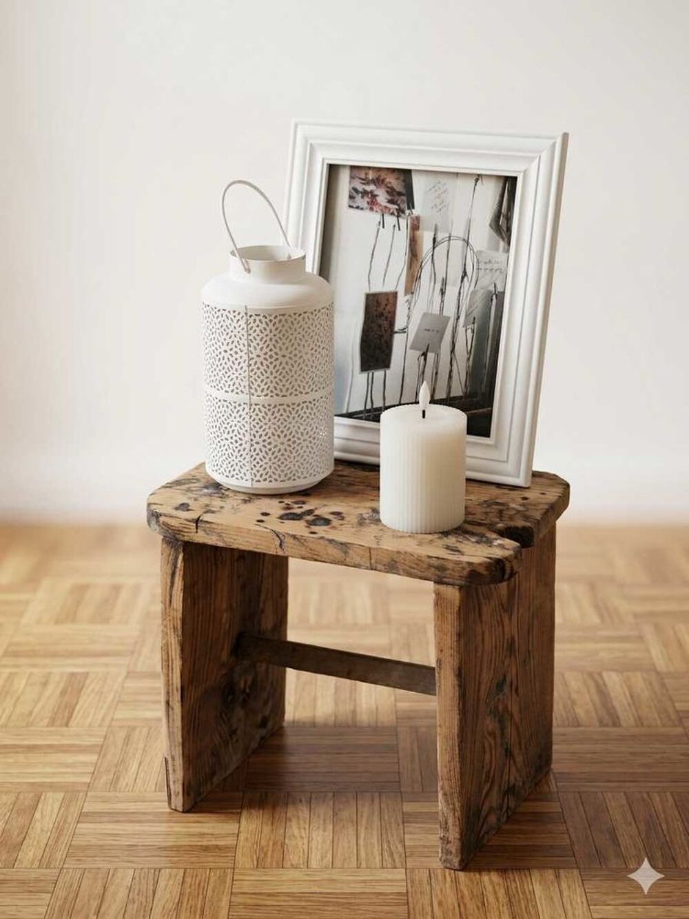 Authentique tabouret de traite ancien en bois massif " Charme rustique &amp; robuste 