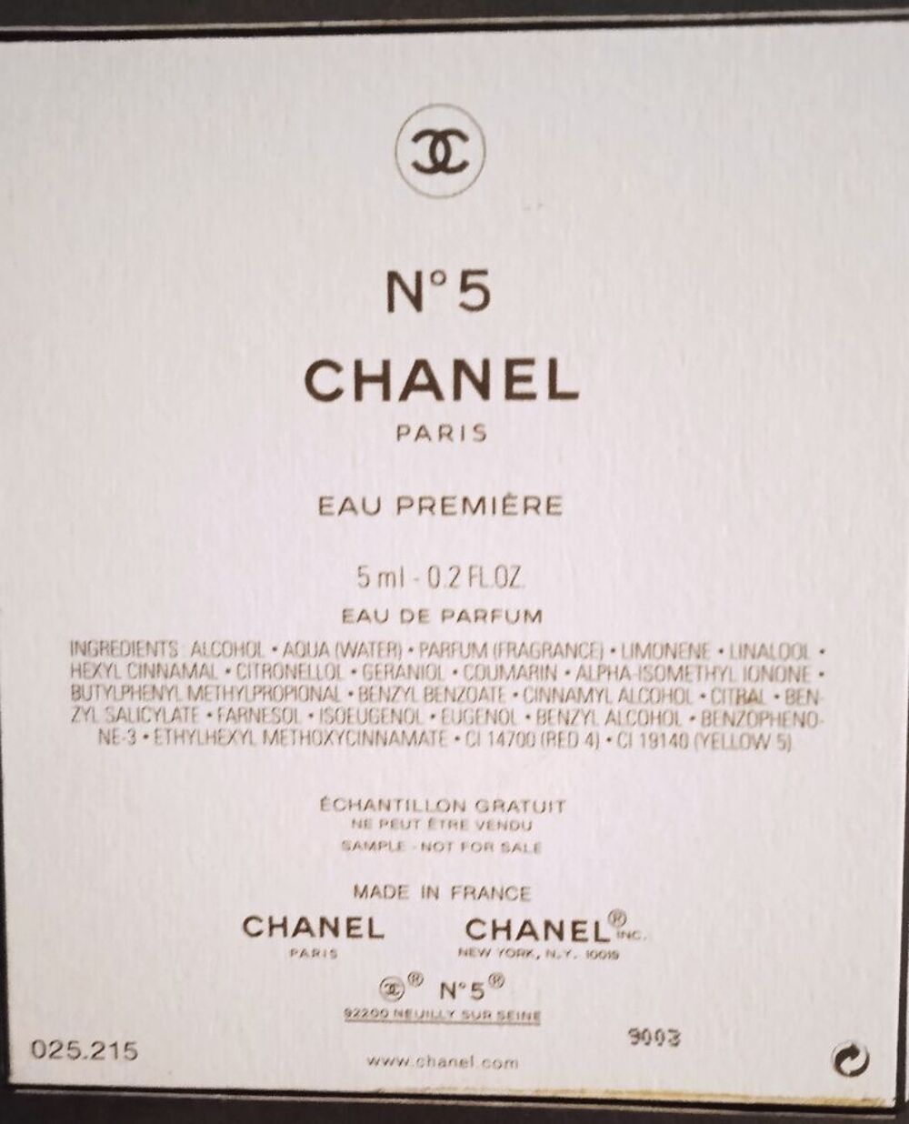 coffret pr&eacute;sentation Chanel 