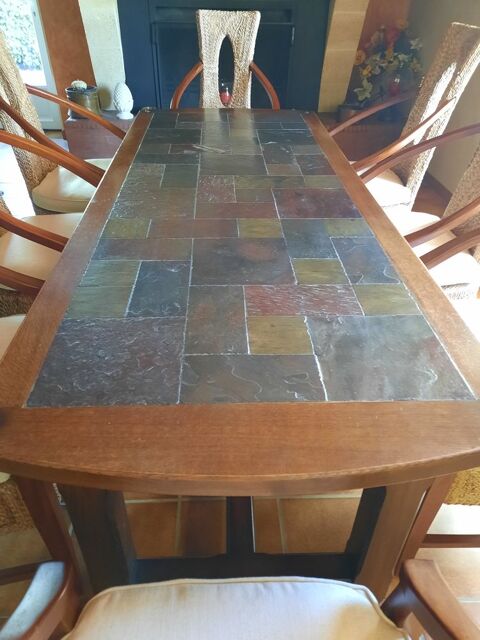 Table salle  manger chne massif et ardoise 280 Maransin (33)