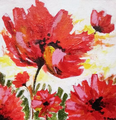 Tableau moderne coquelicots 39 Mandray (88)