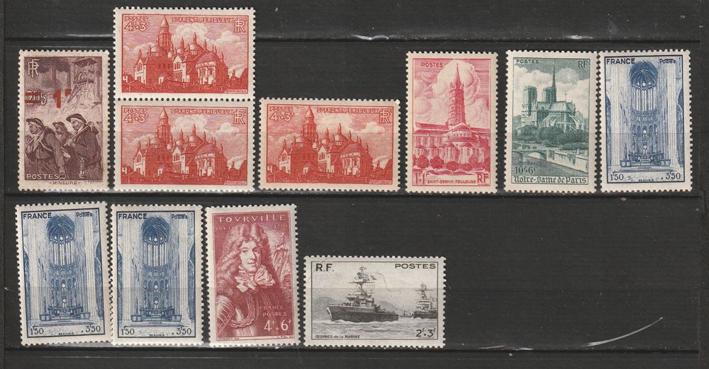 Lot timbres neufs Ann&eacute;es 40 Gomme avec l&eacute;g&egrave;res adh&eacute;rences 
