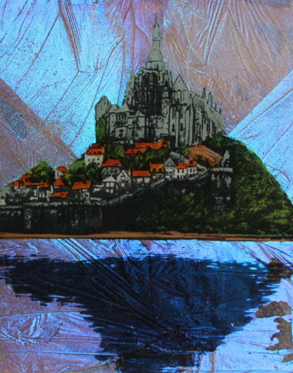 MONT ST MICHEL papillon morpho, chromo 