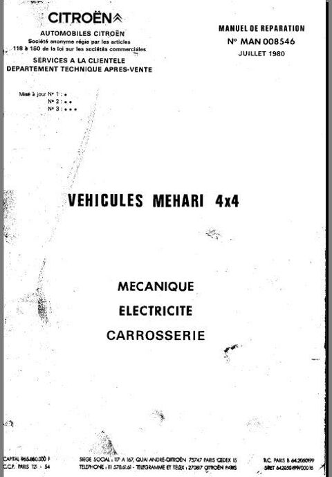 Manuels de rparation Mhari   ,mhari 4x4 ,2cv et drivs  15 Toulon (83)