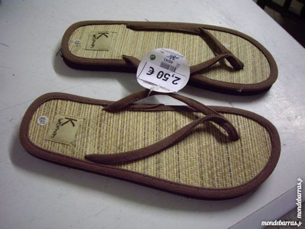 Tongs mixtes (homme et femme) pt 40/41 brun-neuves Chaussures