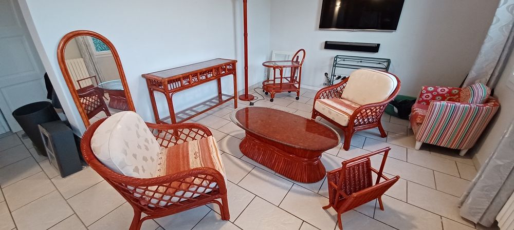 Salon salle &agrave; manger rotin Meubles