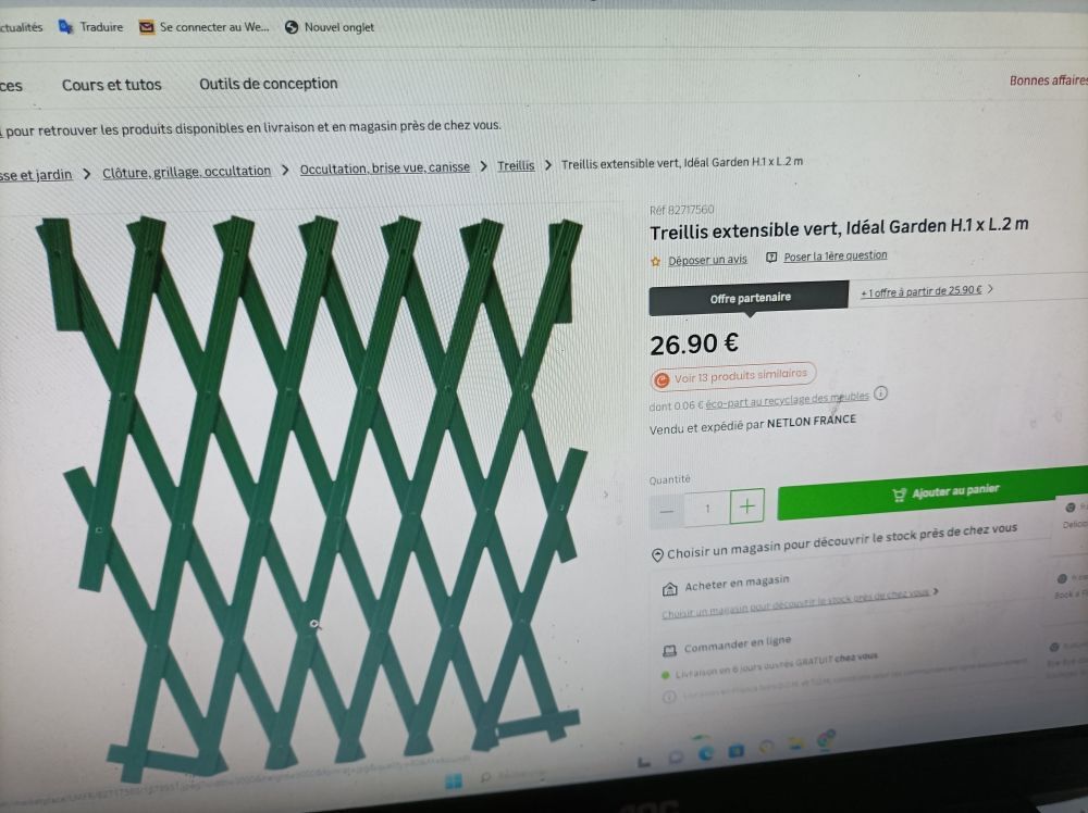treillis extensible vert PVC Jardin