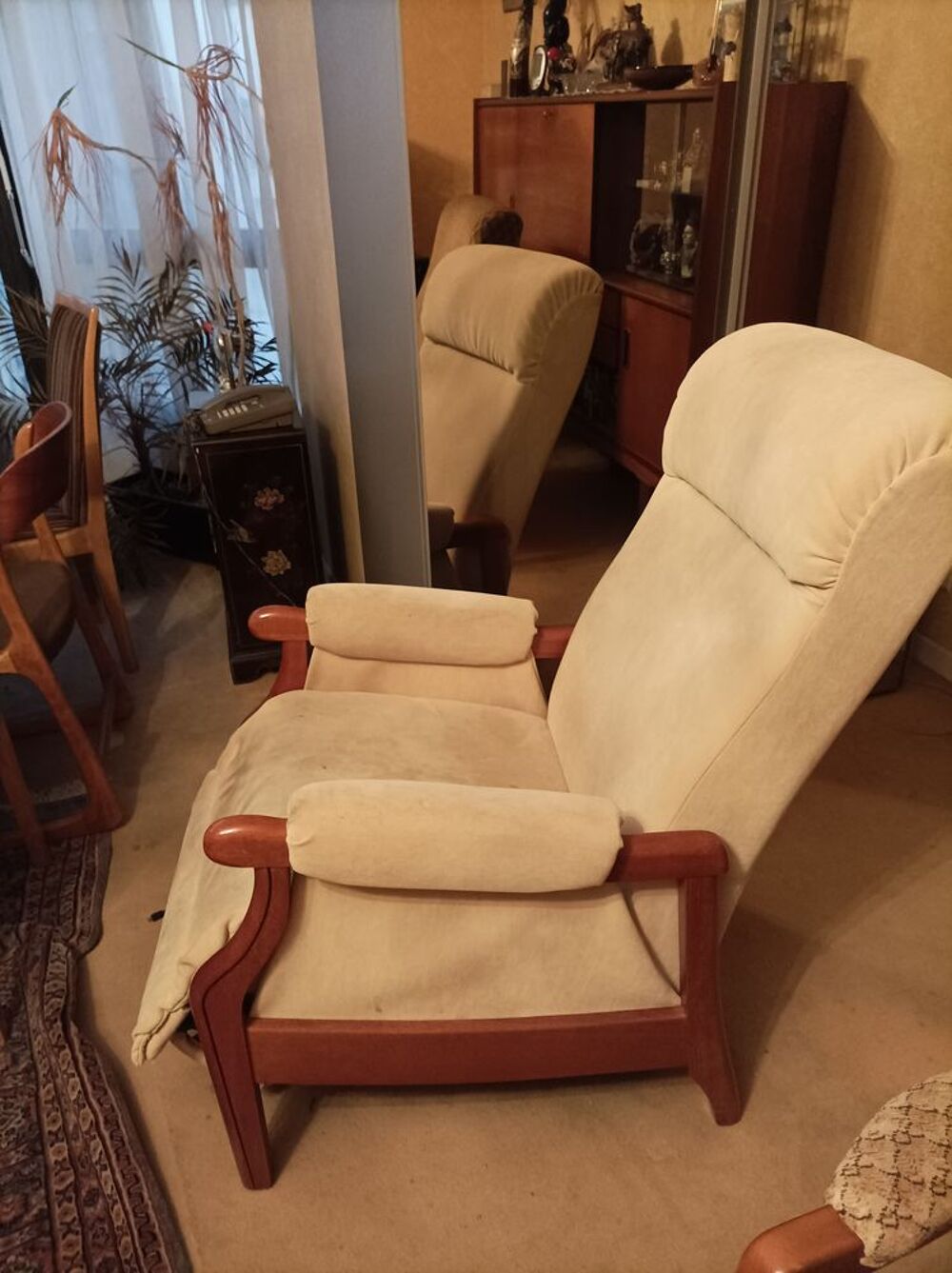 FAUTEUIL RELAX ELECTRIQUE TISSU CREME Meubles
