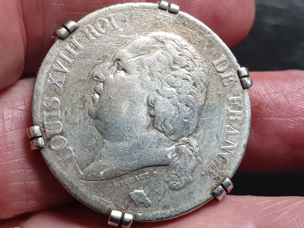 Pi&egrave;ce de 5 francs Louis XVIII t&ecirc;te nue Argent 
