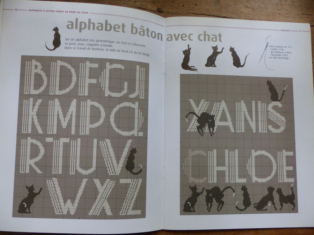 " ALPHABETS et LETTRES ORNES au POINT DE CROIX Livres et BD