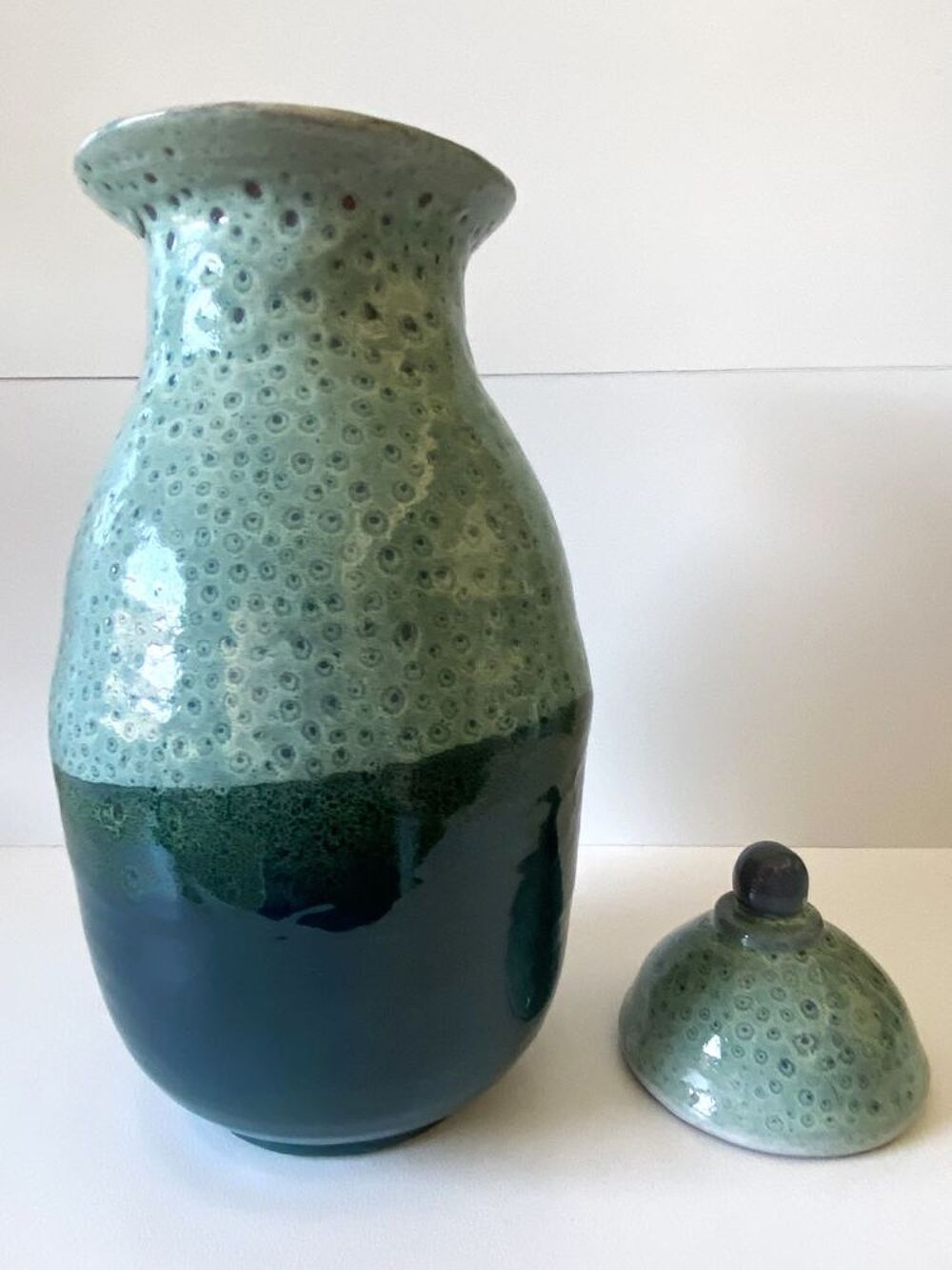 Vase Pot Urne C&eacute;ramique &Eacute;maill&eacute;e Terre Cuite Rouge Sign&eacute;e DP Décoration