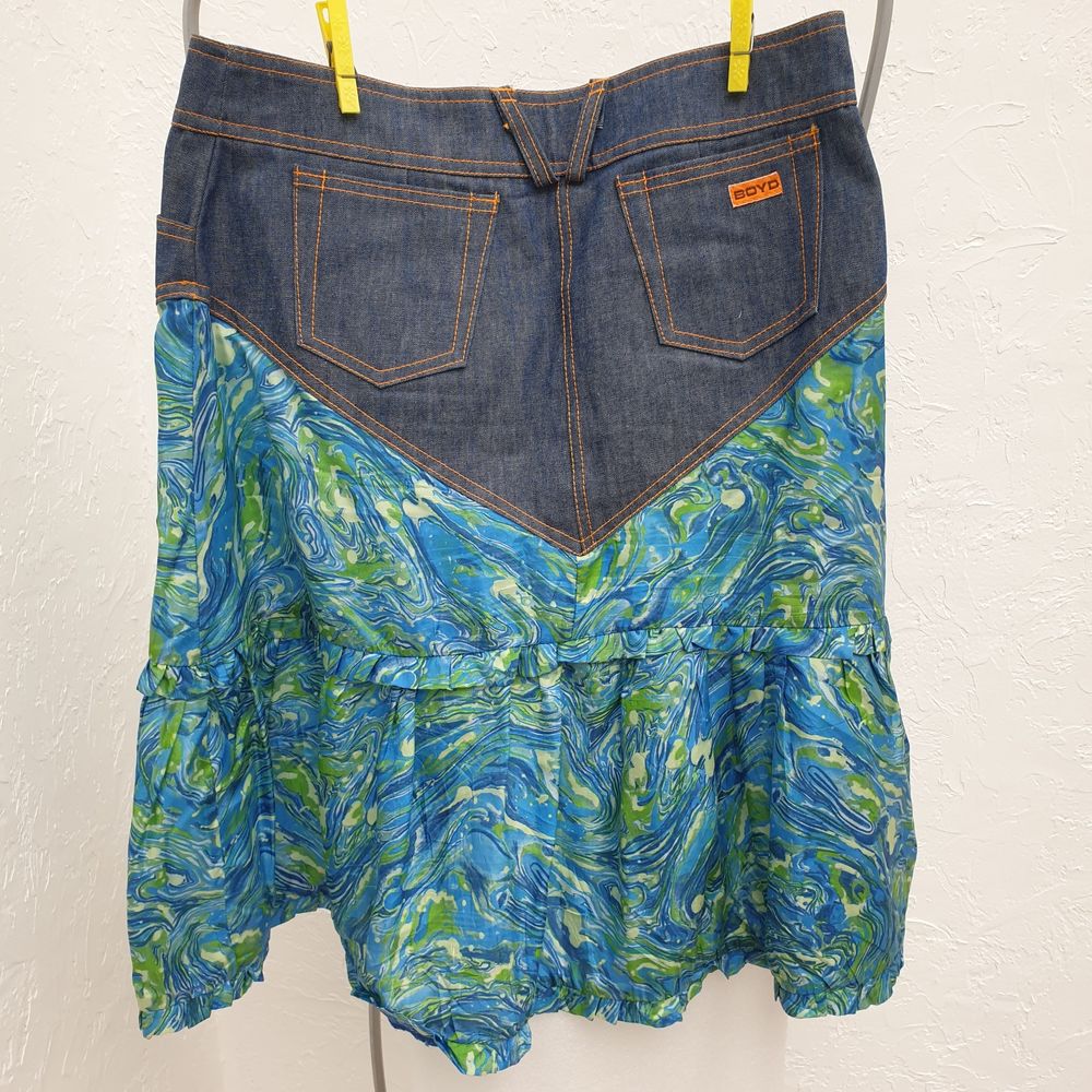 Jupe jean et soie bleu/vert Boyd T L Neuf Vêtements