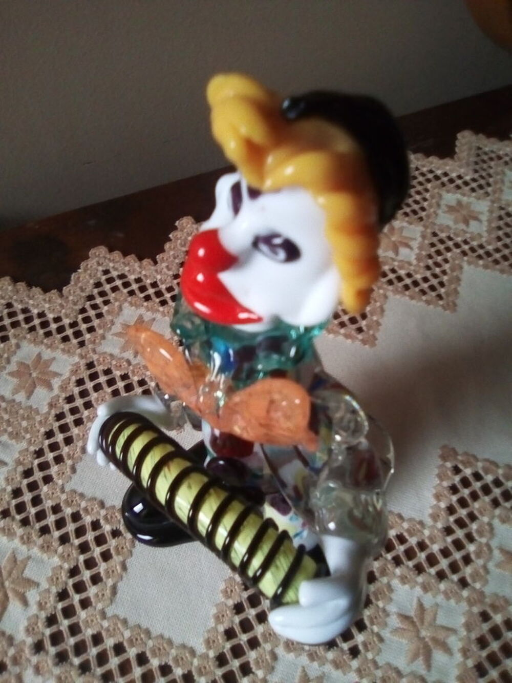 Clown &agrave; l'accord&eacute;on en Verre de Murano Multicolore Décoration