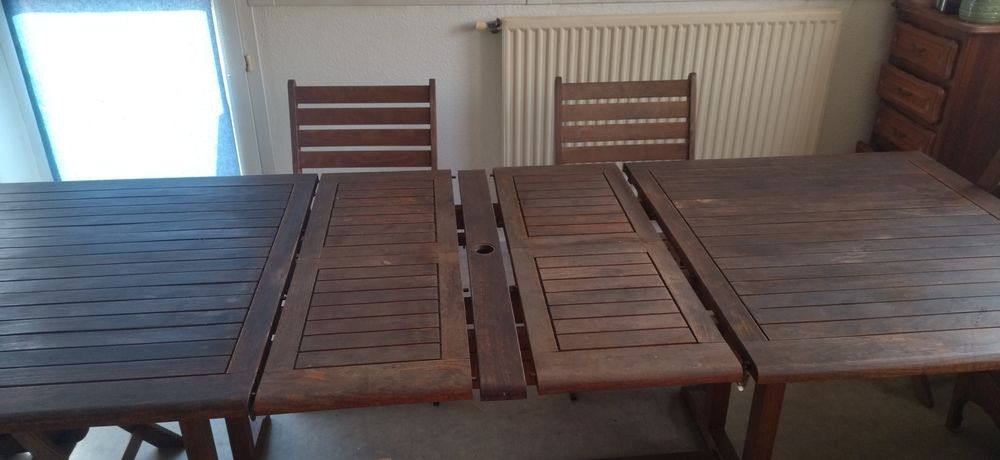 Table rallonge + 4 chaises et 2 fauteuils ext&eacute;rieur Jardin