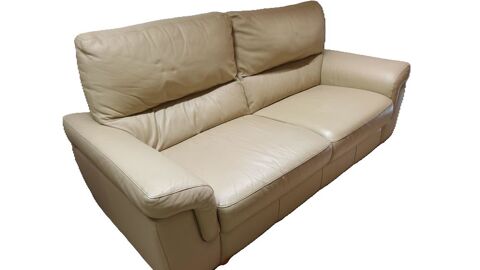 Canap cuir beige 3pl PoltroneSofa 200 Crevin (35)