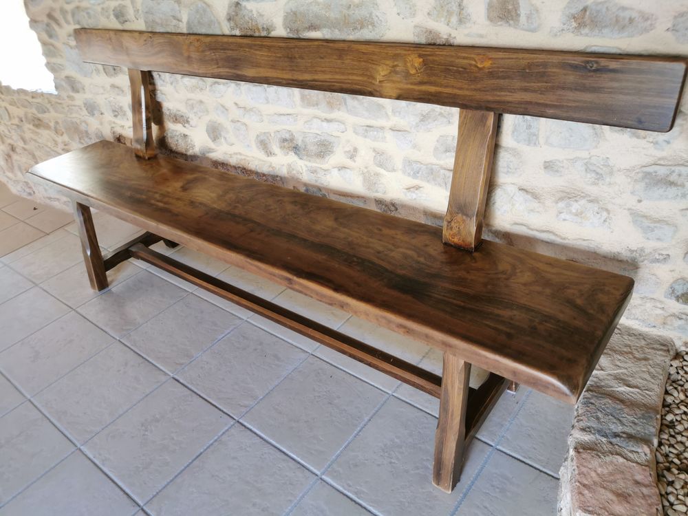 Banc avec dossier Orme Massif Meubles