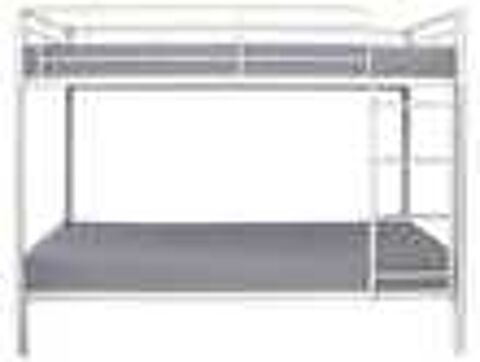 Lit Double Blanc en m&eacute;tal Mobilier enfants