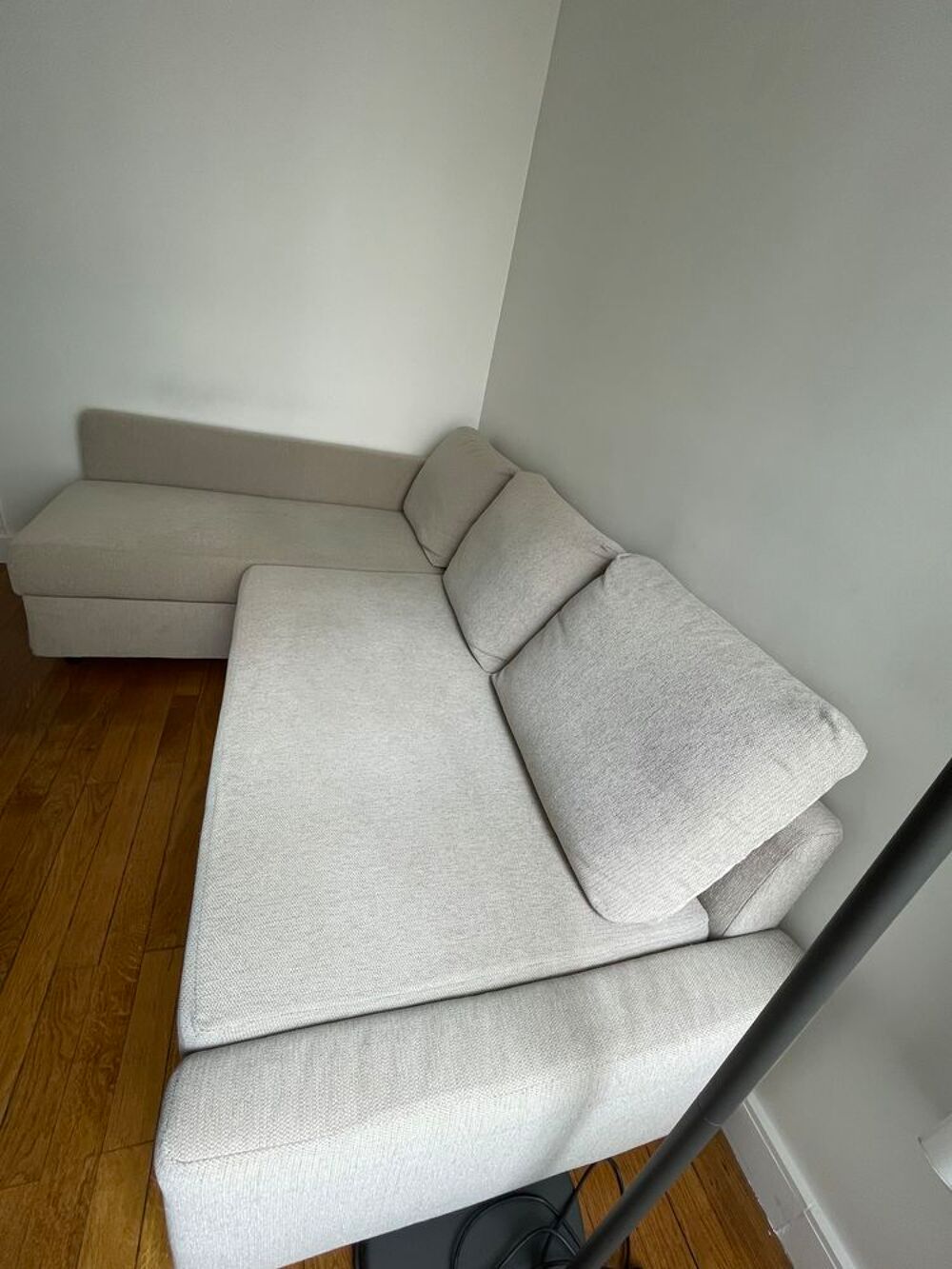 Canap&eacute; convertible angle+rangement, beige Meubles
