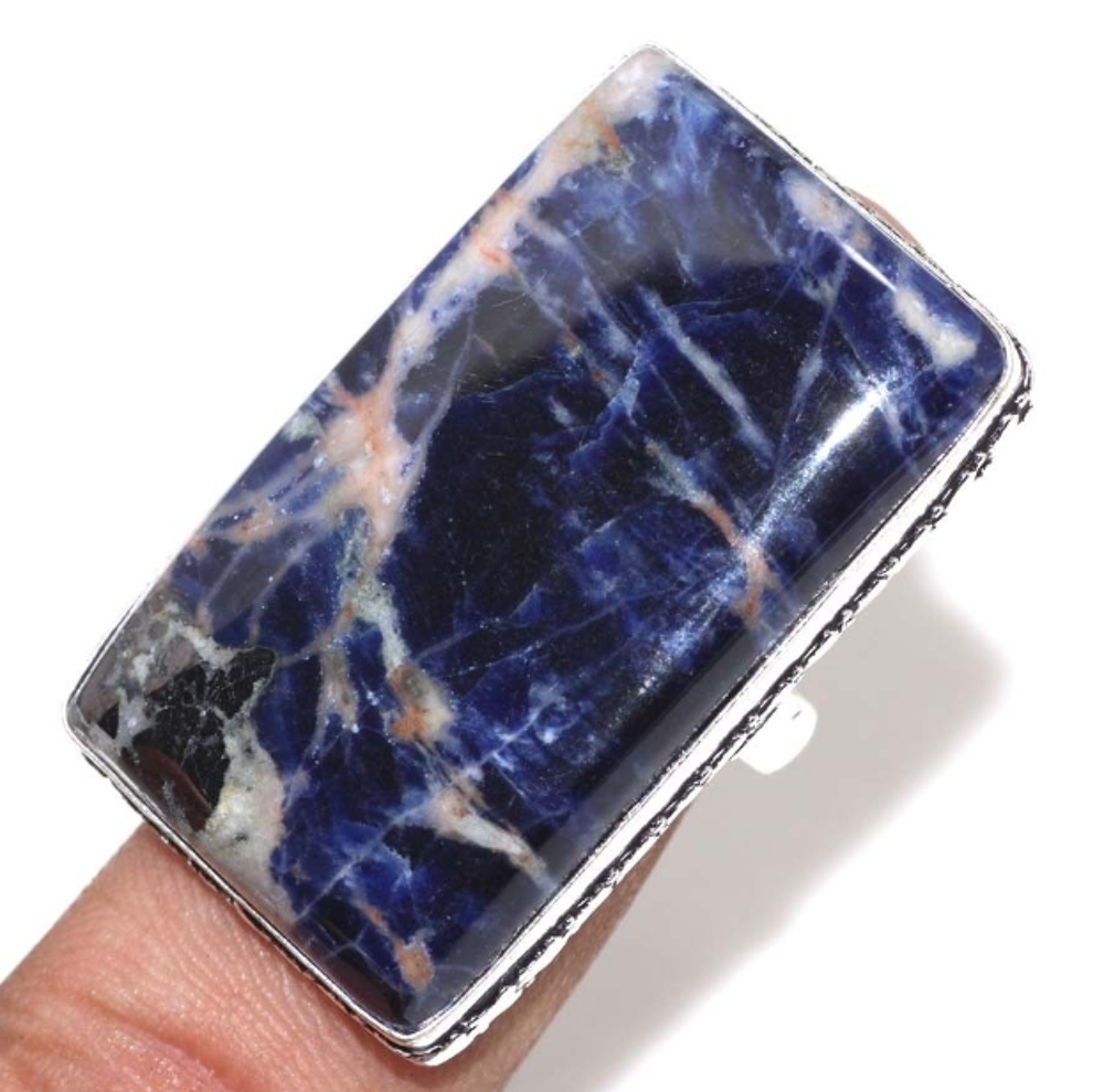 Bague Sodalite, Plaqu&eacute;e Argent 925 - T59 (US 8.5) Bijoux et montres