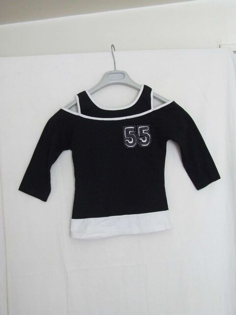 Tee-shirt épaules dénudées, Noir, Taille XS (12  14 ans) TBE 4 Bagnolet (93)