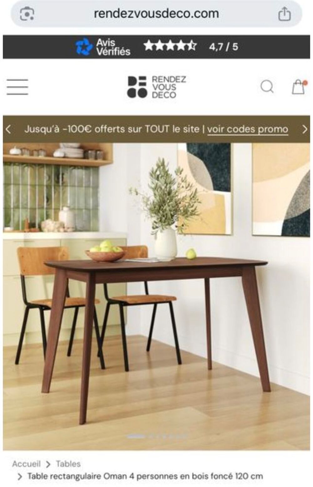 table &agrave; manger en bois fonc&eacute; Meubles