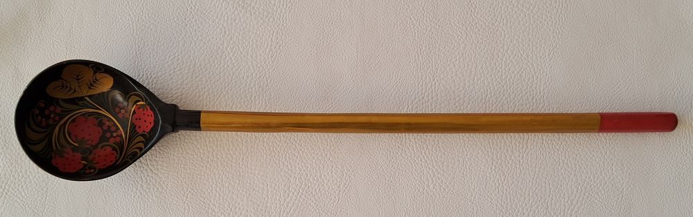 lot de 4 cuill&egrave;res en bois d&eacute;corative Khokhloma Décoration