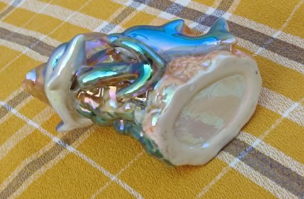 
Double Vase en Forme de Coquillages avec Dauphins H.14,5 cm Décoration