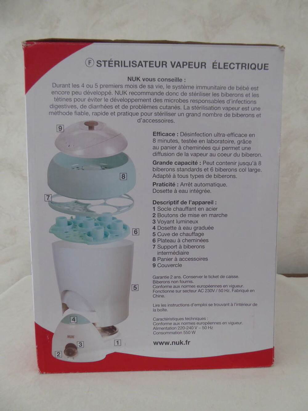 St&eacute;rilisateur biberons &agrave; vapeur, &eacute;lectrique. Puriculture