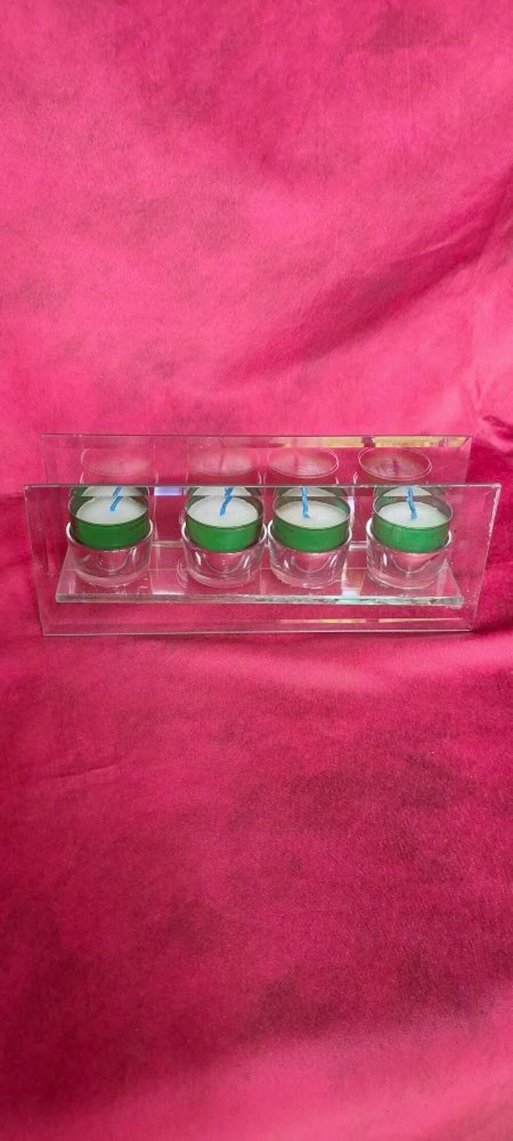Porte bougie en verre avec ses 4 bougies Décoration