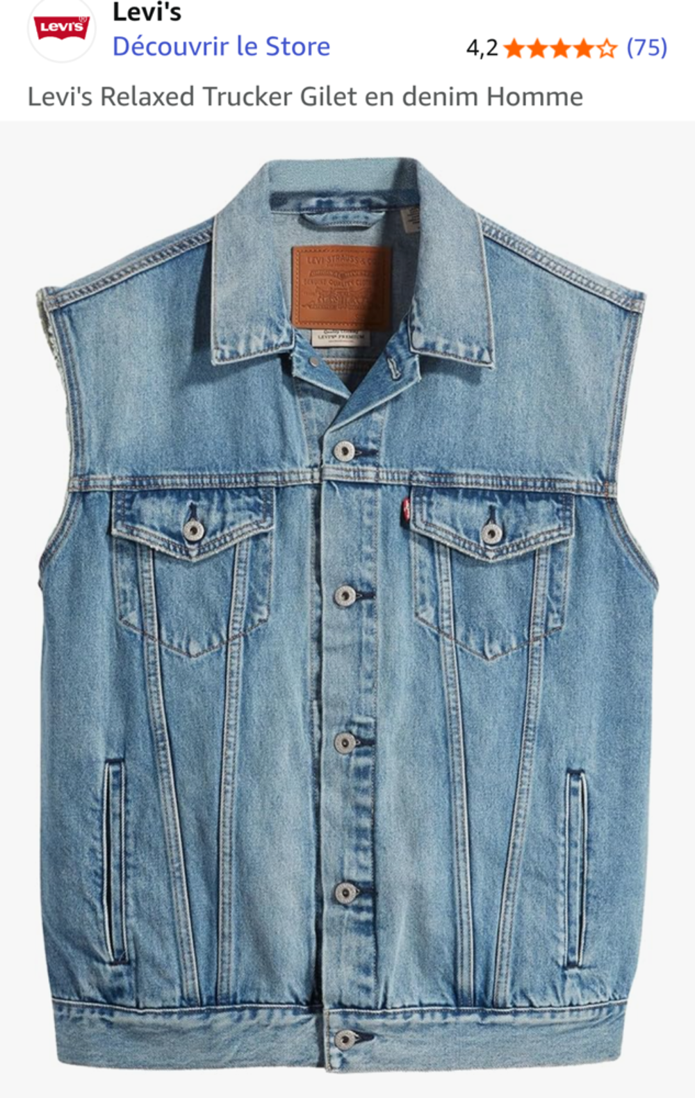Veste Sans Manches en Jean Bleu Clair lewis Vêtements