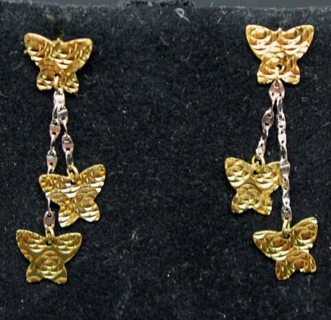 BOUCLES  D'OREILLES EN OR JAUNE et OR BLANC 18 CARATS 99 Moul�zan (30)