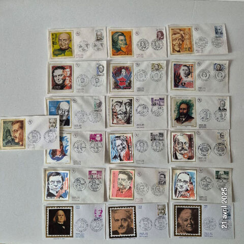 Lot de 19 enveloppes premier jour, philatélie, personnages c 25 Saumur (49)