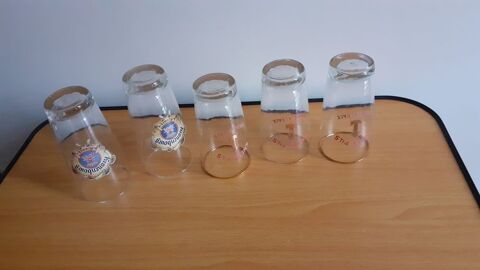 Lot de 5 verres à bière bistro dépareillés anciens 9 Grisolles (82)
