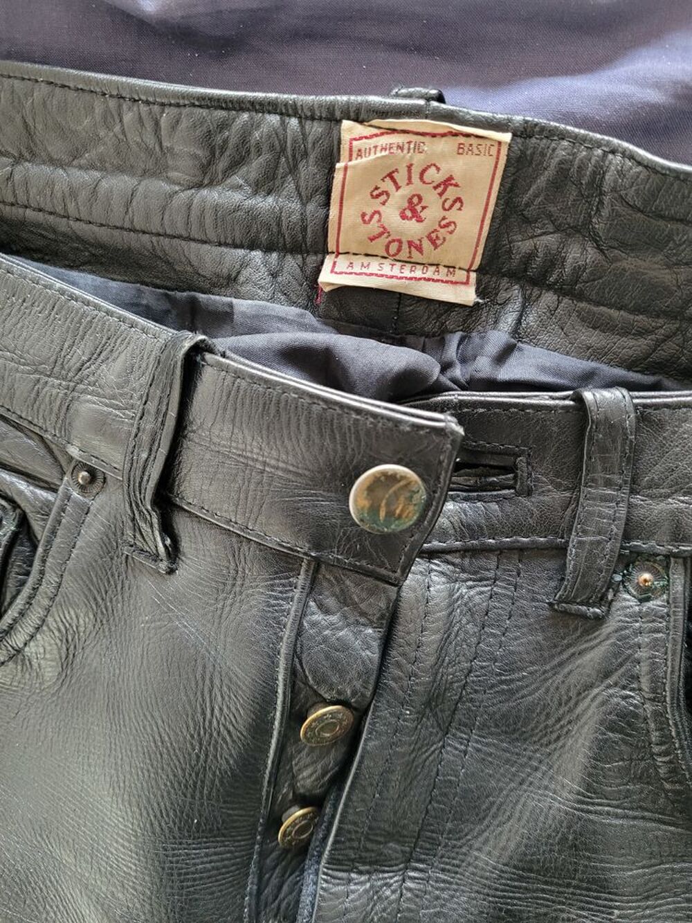 Pantalon femme en cuir v&eacute;ritable - noir Vêtements