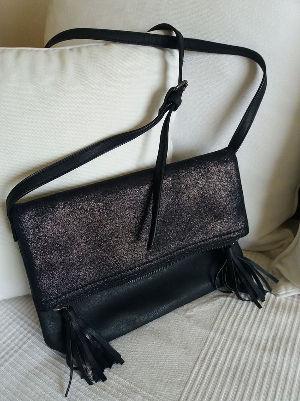 Sac noir paillet&eacute; Maroquinerie
