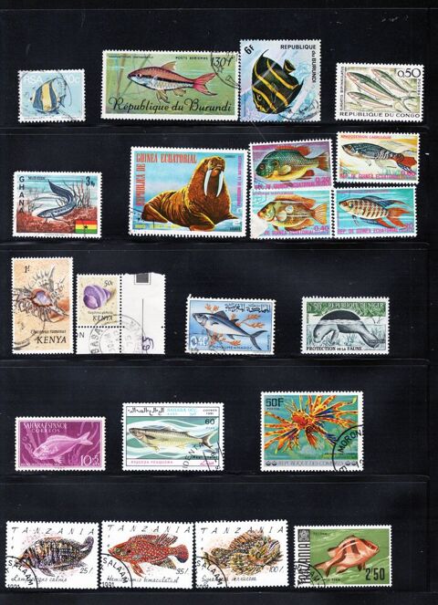 lot de 57 timbres du MONDE sur la FAUNE AQUATIQUE 4 Les glisottes-et-Chalaures (33)