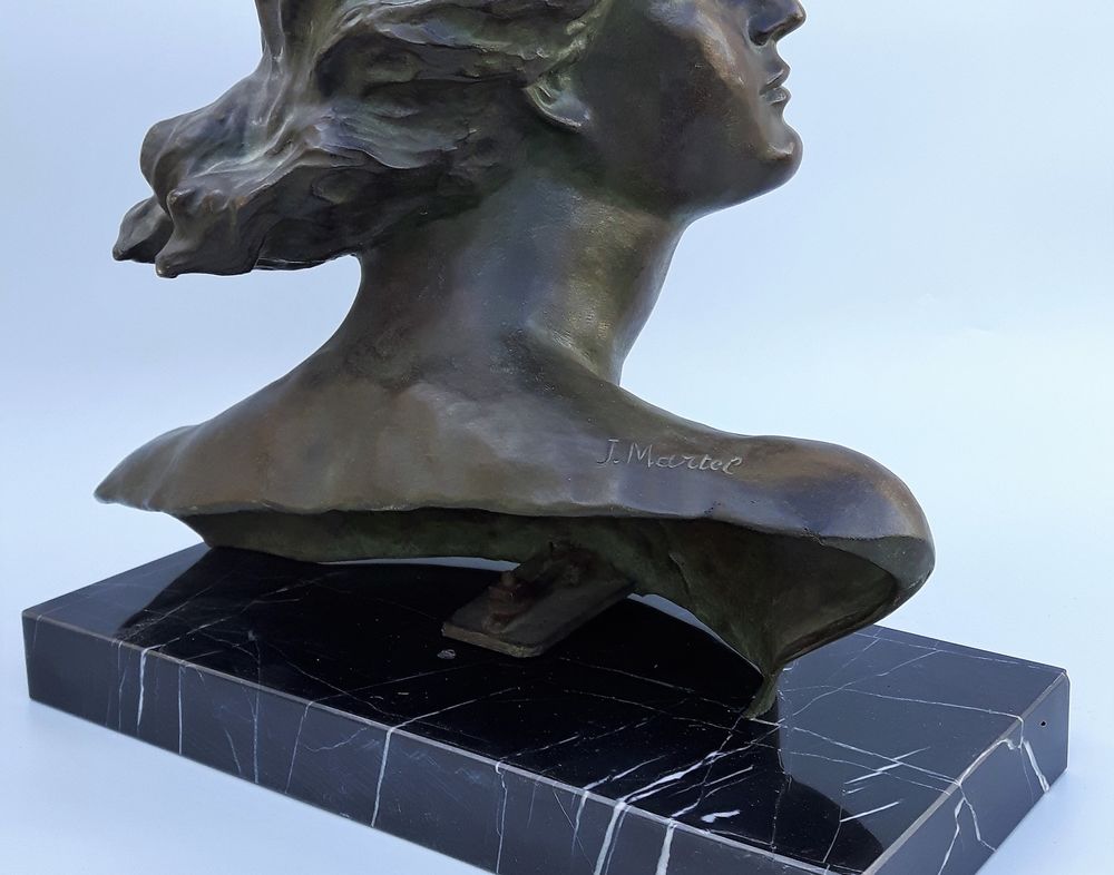 Sculpture en bronze, buste de femme j. martel Dcoration