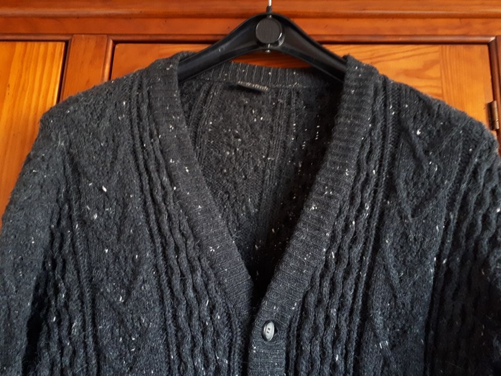 Gilet &agrave; torsades gris - TBE - L Vêtements