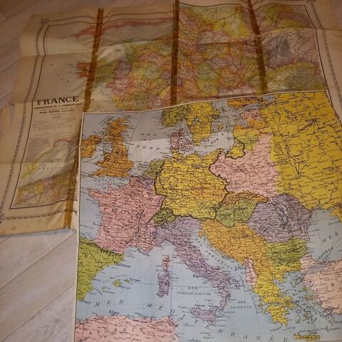 Lot de 2 cartes gographiques anciennes La France et l' Euro 9 Saumur (49)