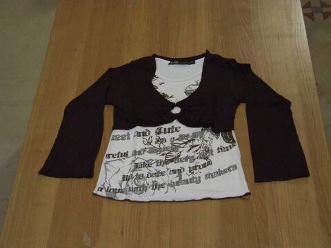 Tee-shirt manches longues, Marron et �cru, 8�ans 1 Bagnolet (93)