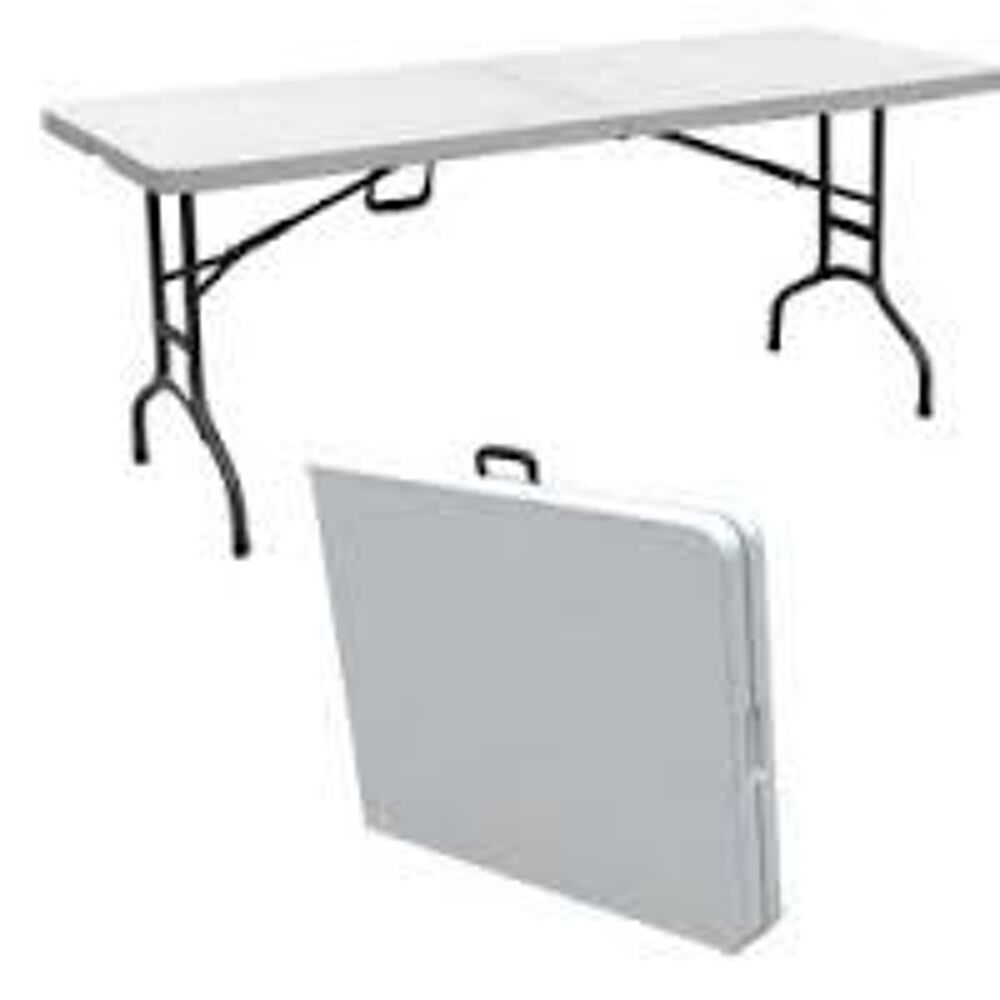 Table Pliante 180x76cm Pliable avec poign&eacute;e journ&eacute;e Meubles