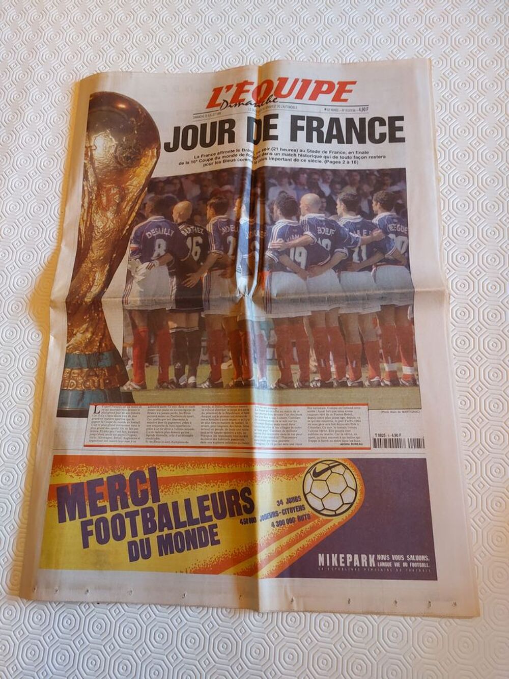 journal l'&eacute;quipe du dimanche 12 juillet 1998 Livres et BD
