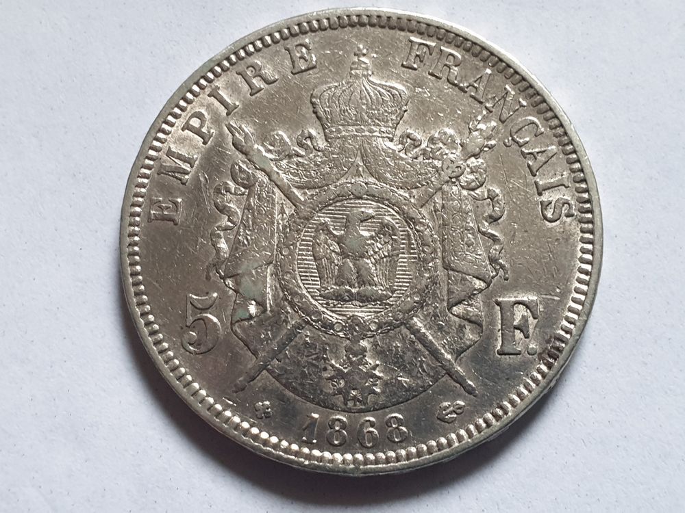 Pi&egrave;ce 5 Francs 1868 BB Napol&eacute;on III 