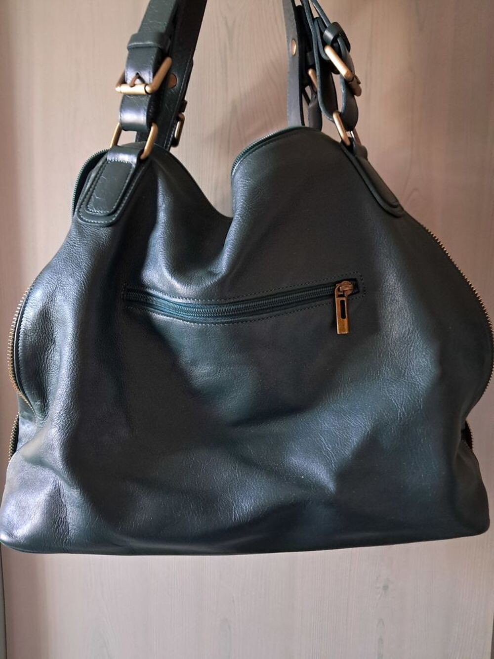 Sac &agrave; mains vert Maroquinerie