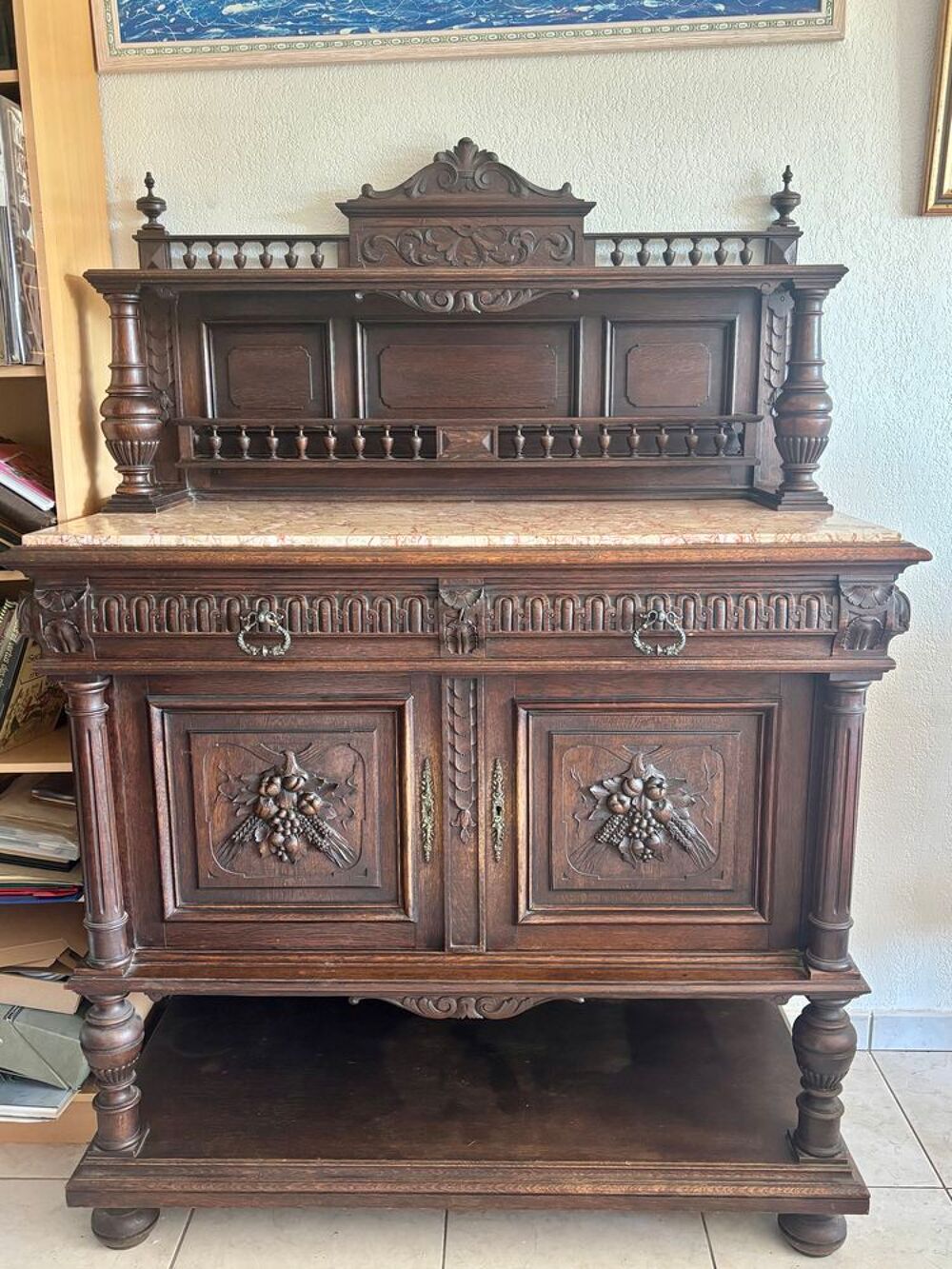 Buffet Bas &agrave; deux corps - plateau marbre Meubles
