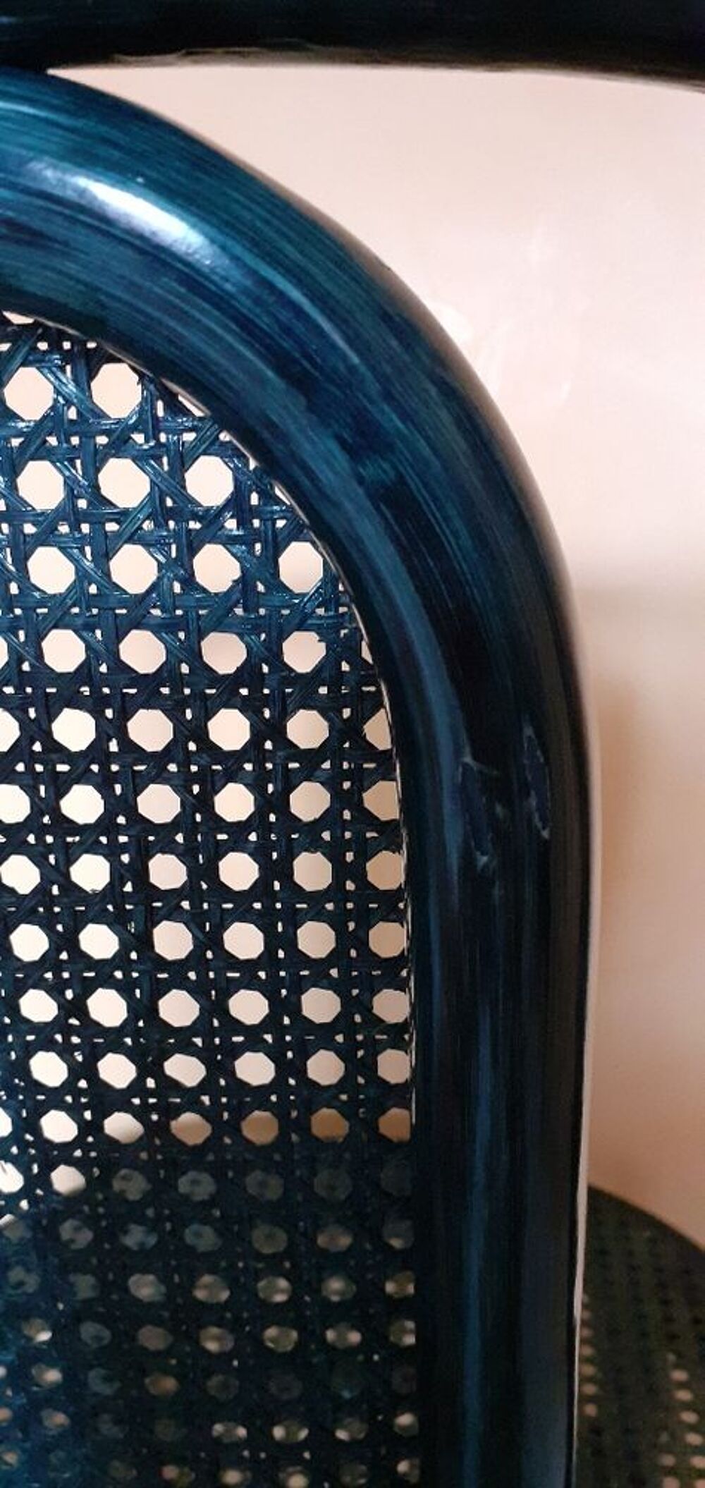Chaise bois et rotin bleu marine Meubles