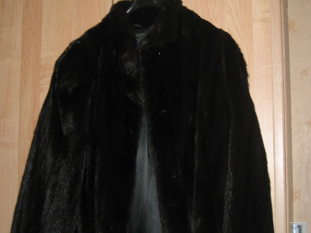 manteau noir en vison Vtements