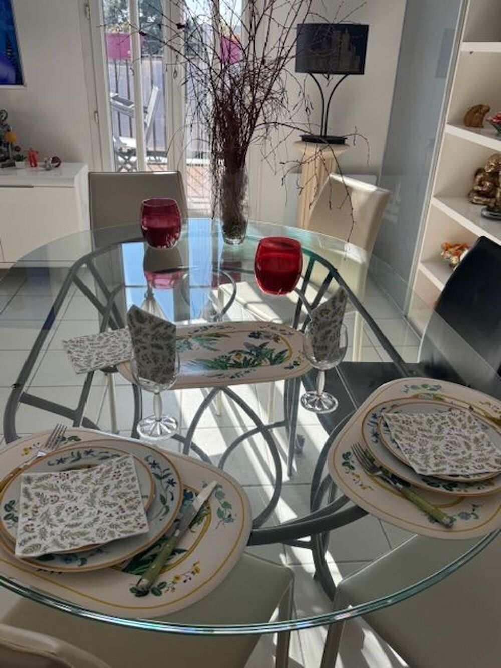 TABLE EN VERRE SALLE A MANGER PLATEAU DESIGN Meubles