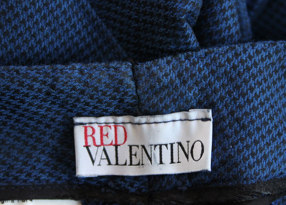 Pantalon bleu pied de poule noir VALENTINO T.36 Vêtements